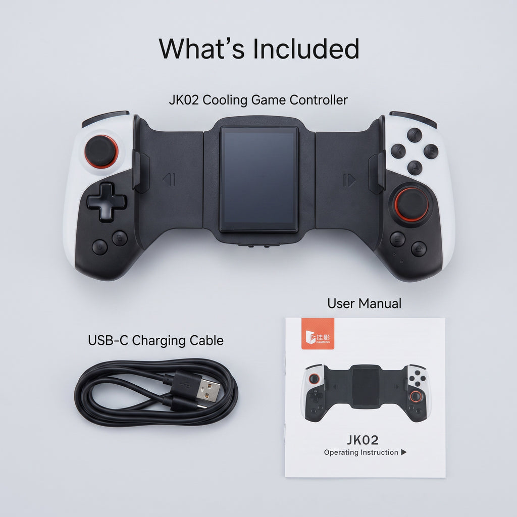 JK02 Cooling Game Controller for Android, iOS, Switch & PC — Wireless Mobile Gaming Controller with Built-In Fan