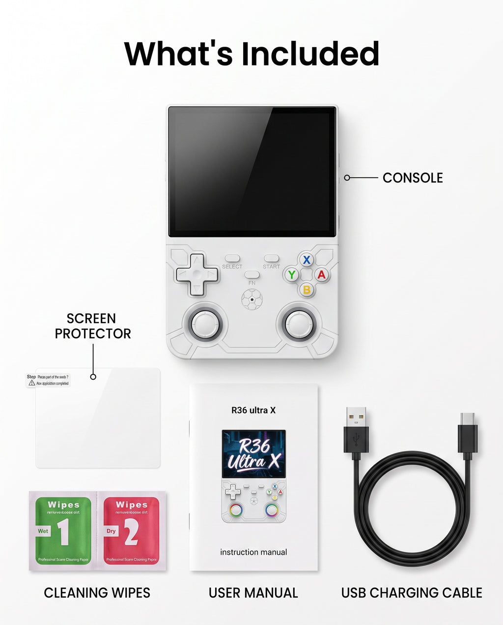 R36 Ultra X Retro Handheld Game Console – 4.5" IPS Display, 64GB, RGB Joysticks