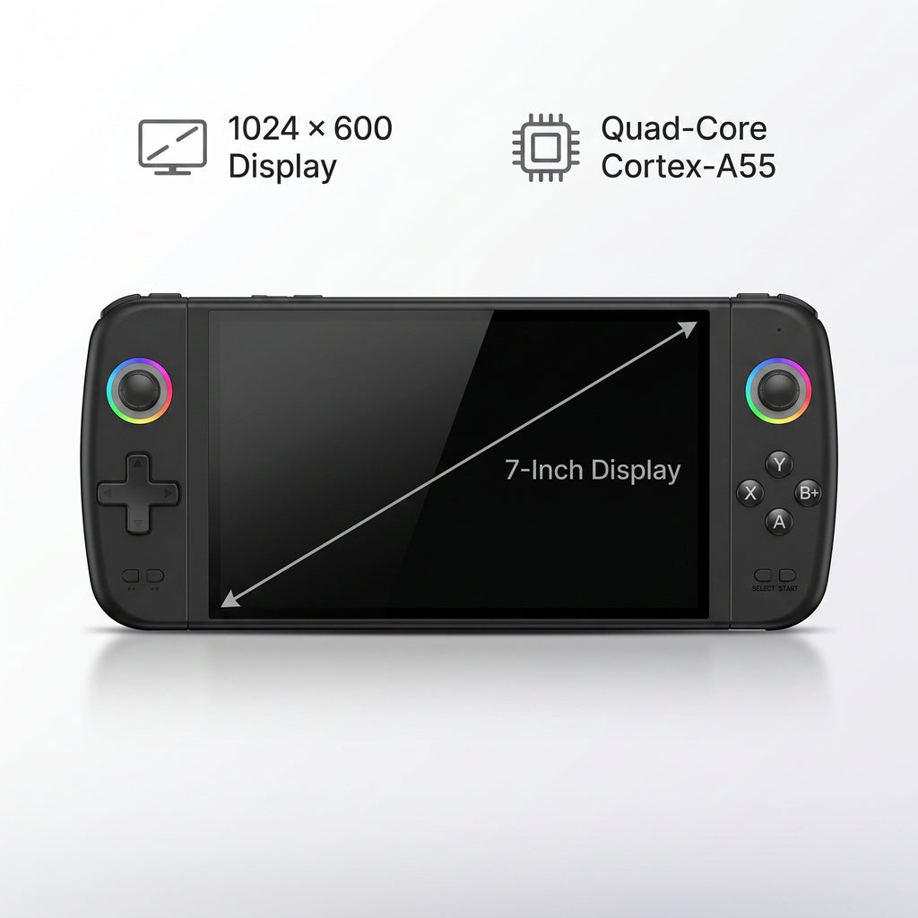 M27 Retro Handheld Game Console – 7-Inch Display with RGB Joysticks
