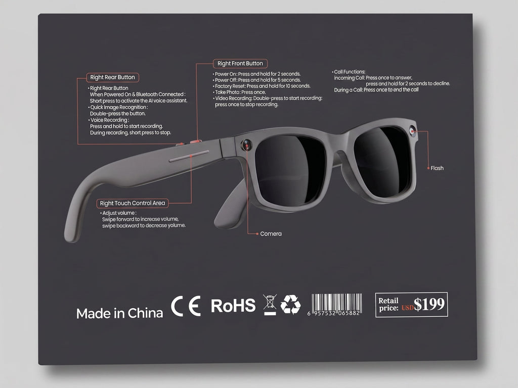 S2 Max Smart Glasses with Built-In Camera & 3 Lens Options