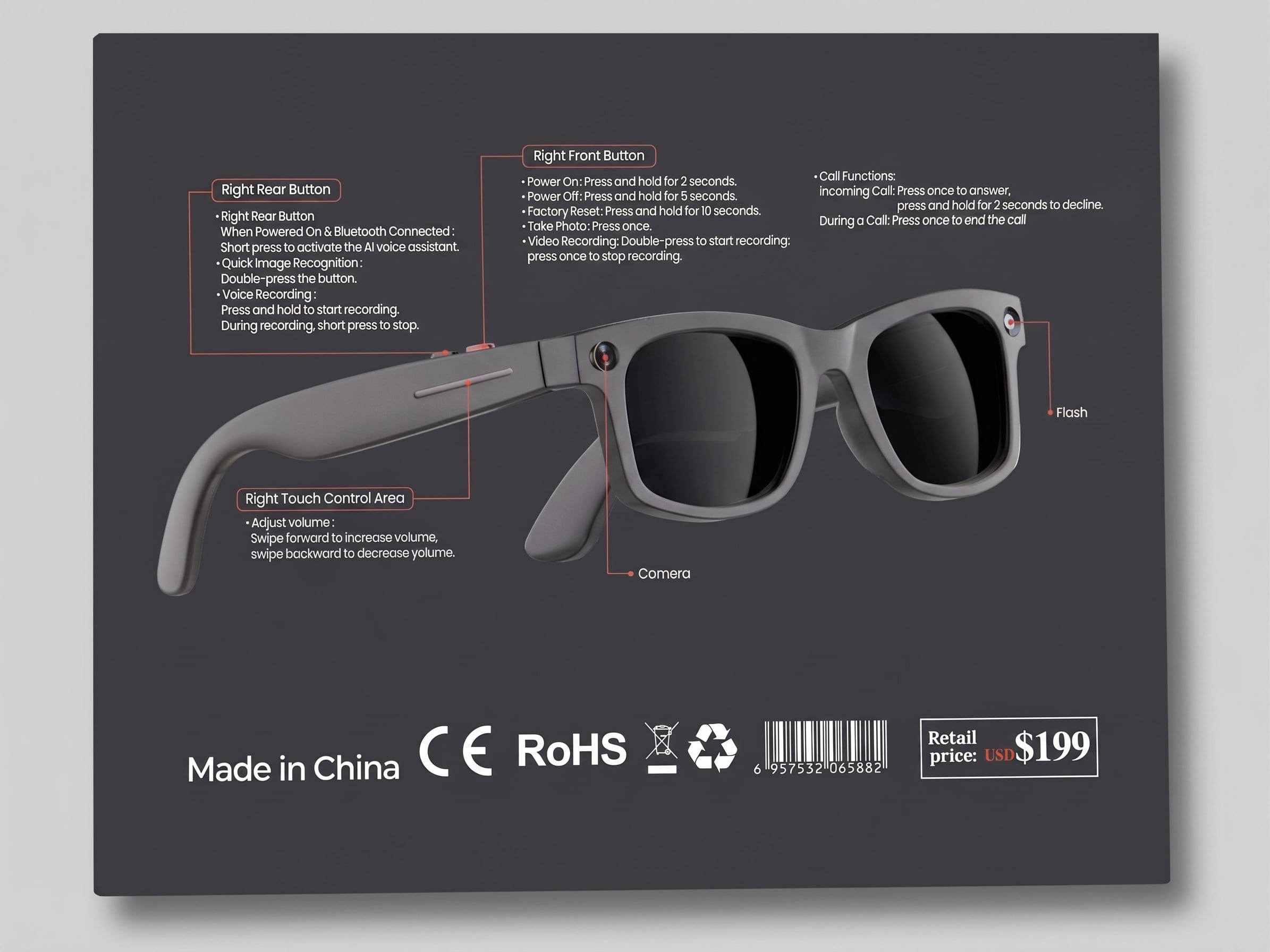 S2 Max Smart Glasses with Built-In Camera & 3 Lens Options