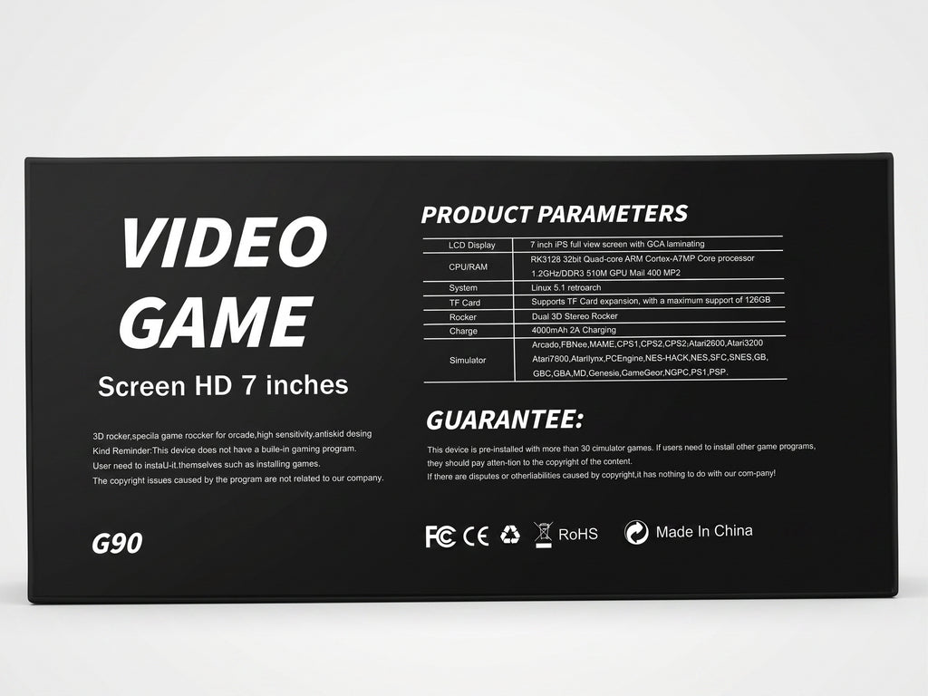 G90 7-Inch Handheld Retro Game Console – HD IPS Display, USB-C Charging, HDMI Output