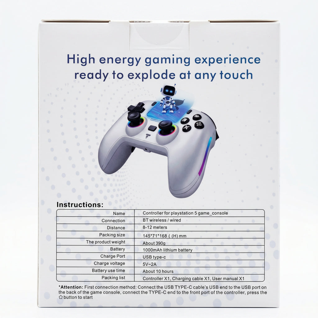 P-525 Wireless Game Controller — Hall Effect Joysticks, RGB Lighting, USB-C Charging
