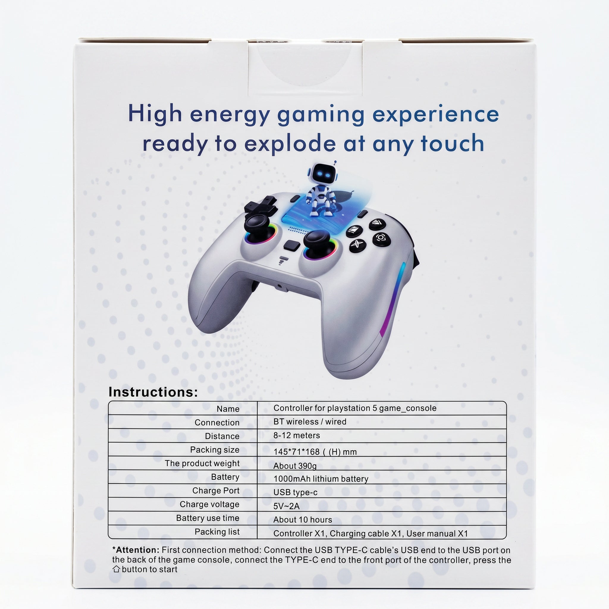 P-525 Wireless Game Controller — Hall Effect Joysticks, RGB Lighting, USB-C Charging