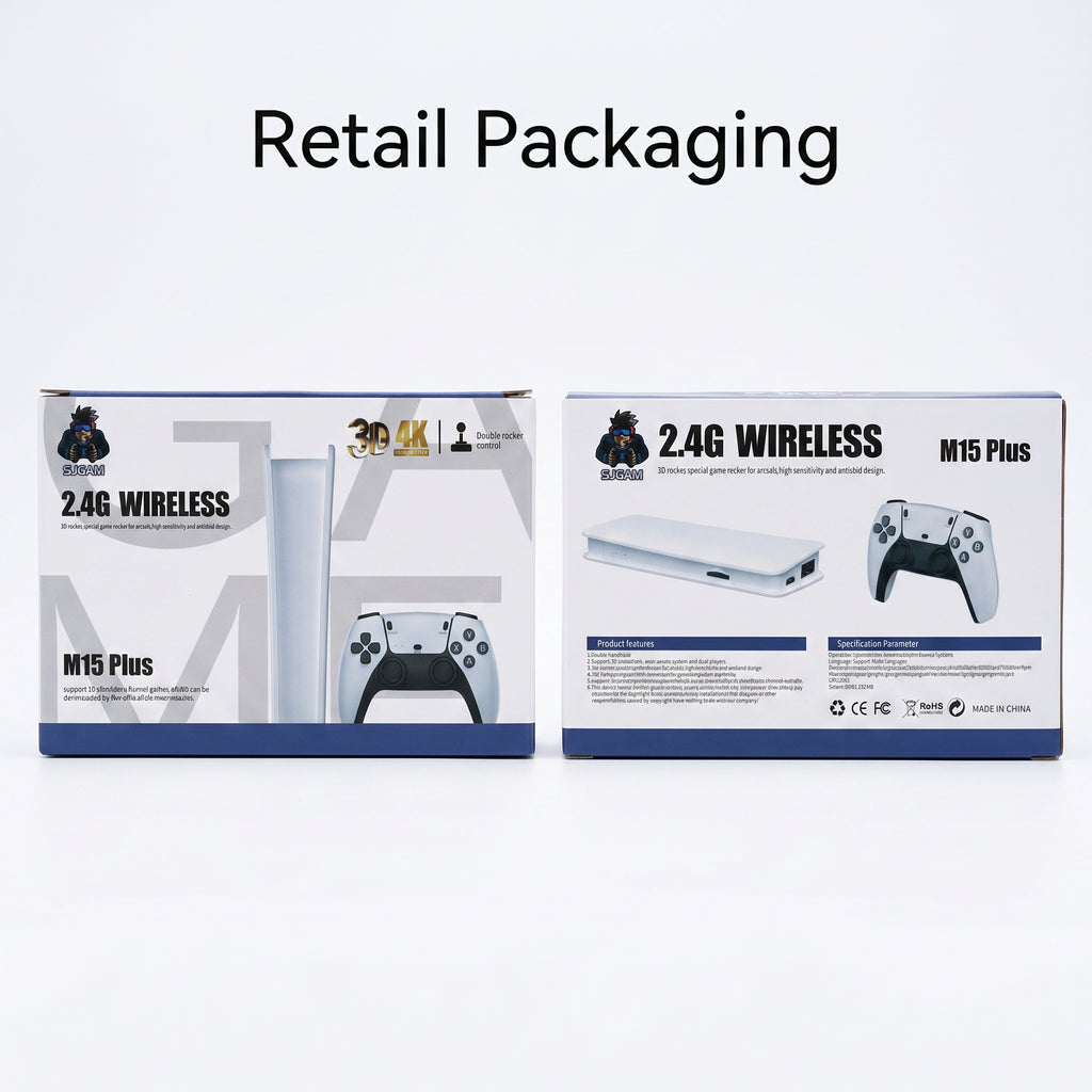 M15 Plus 2.4G Wireless Retro Game Stick — 64GB, Dual Controllers, HDMI Output