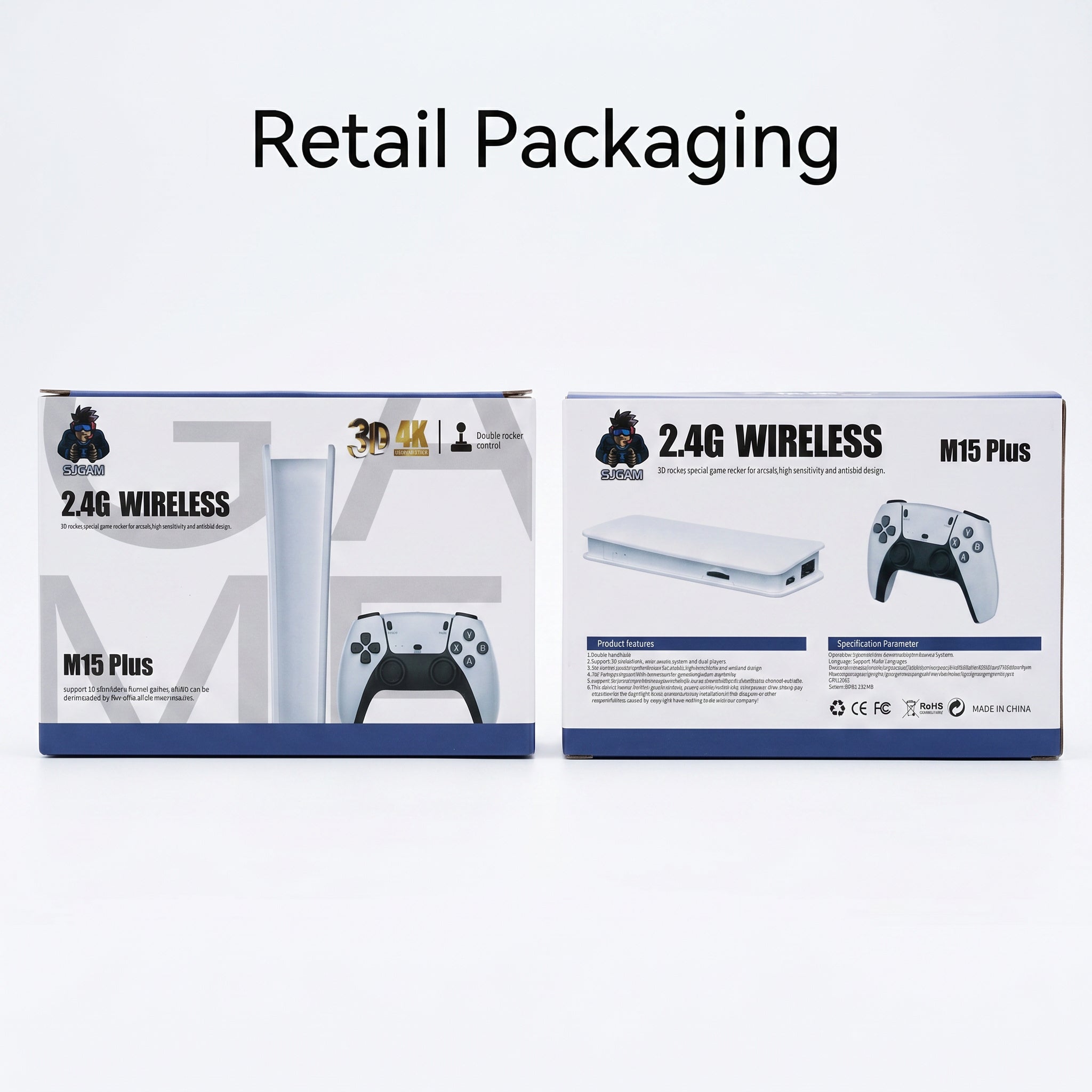 M15 Plus 2.4G Wireless Retro Game Stick — 64GB, Dual Controllers, HDMI Output