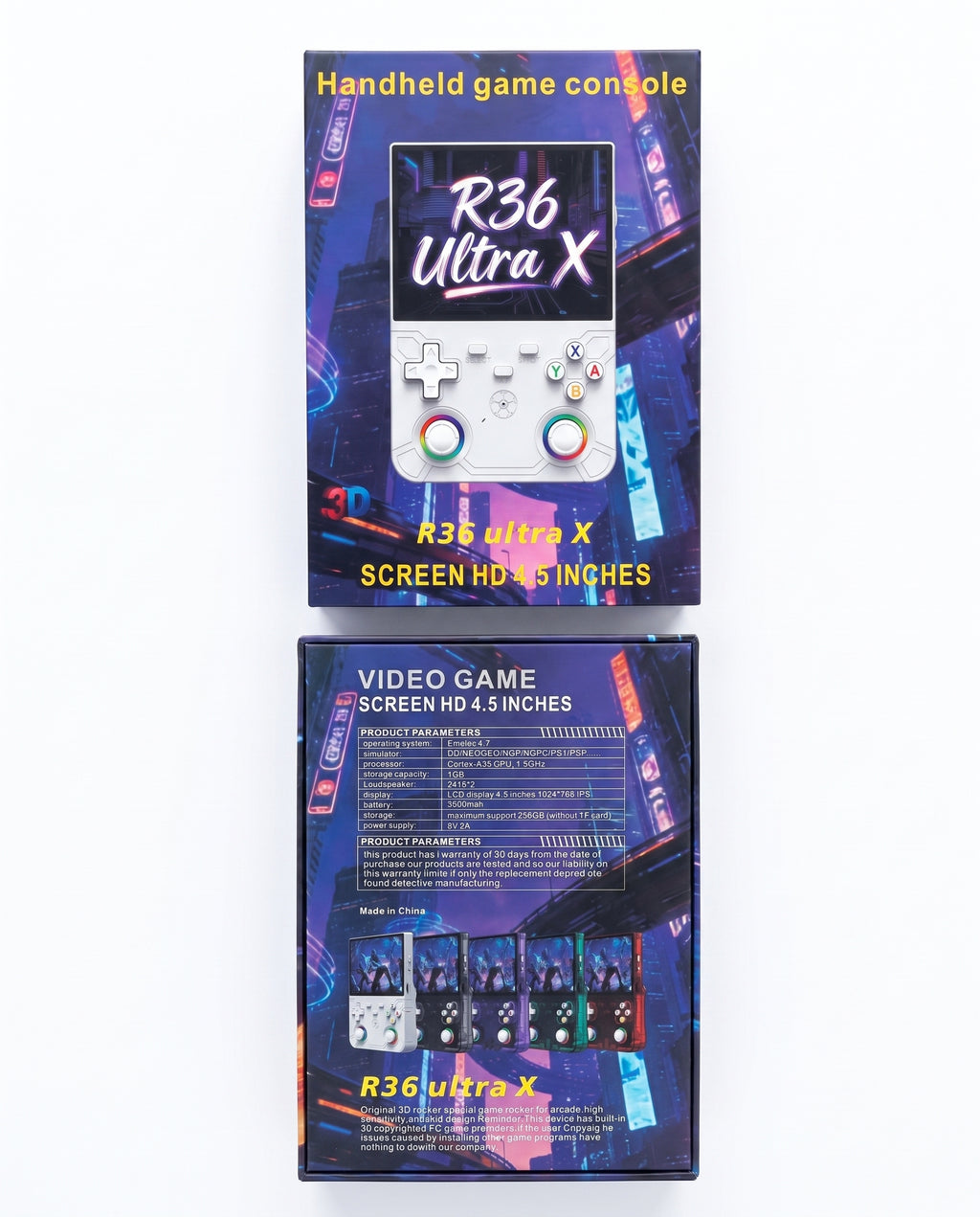 R36 Ultra X Retro Handheld Game Console – 4.5" IPS Display, 64GB, RGB Joysticks