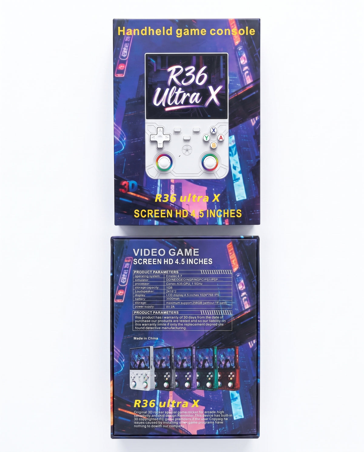 R36 Ultra X Retro Handheld Game Console – 4.5" IPS Display, 64GB, RGB Joysticks