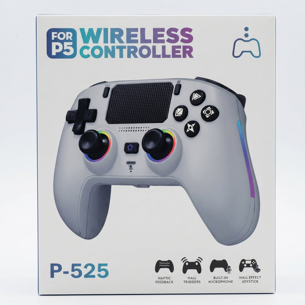 P-525 Wireless Game Controller — Hall Effect Joysticks, RGB Lighting, USB-C Charging