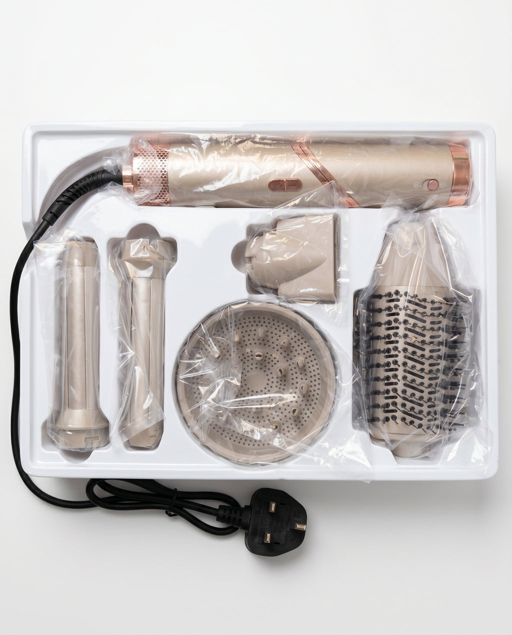 Premium Foldable Hair Dryer & Multi-Styler Set with Curling, Brush, Diffuser and Concentrator Attachments