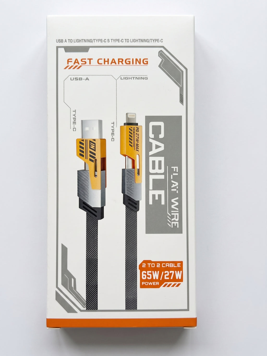 2-in-2 Fast Charging Cable (4.5ft / 1.5m)| USB-A / USB-C to Lightning + USB-C