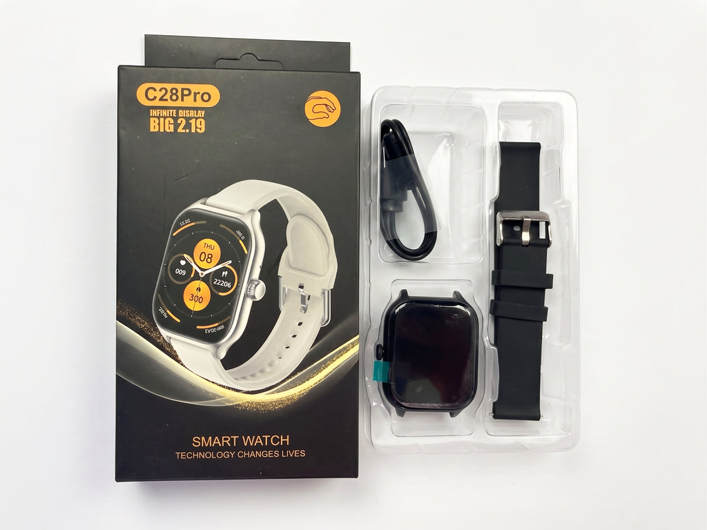 C28 Pro 2.19-Inch Smart Watch with Fitness, Call & Message Features