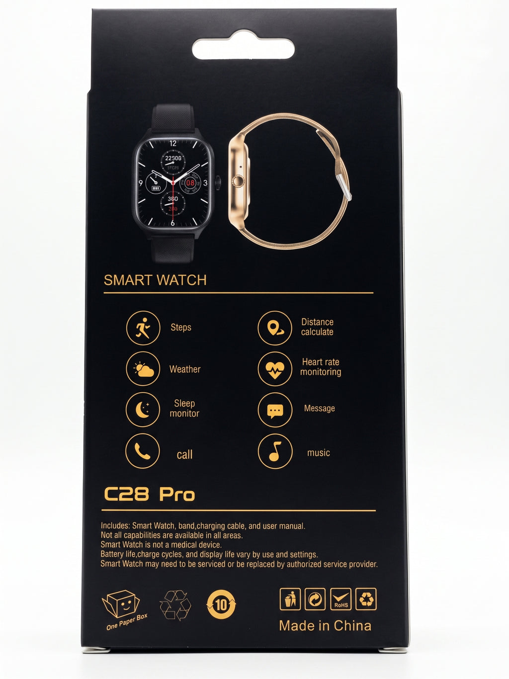 C28 Pro 2.19-Inch Smart Watch with Fitness, Call & Message Features