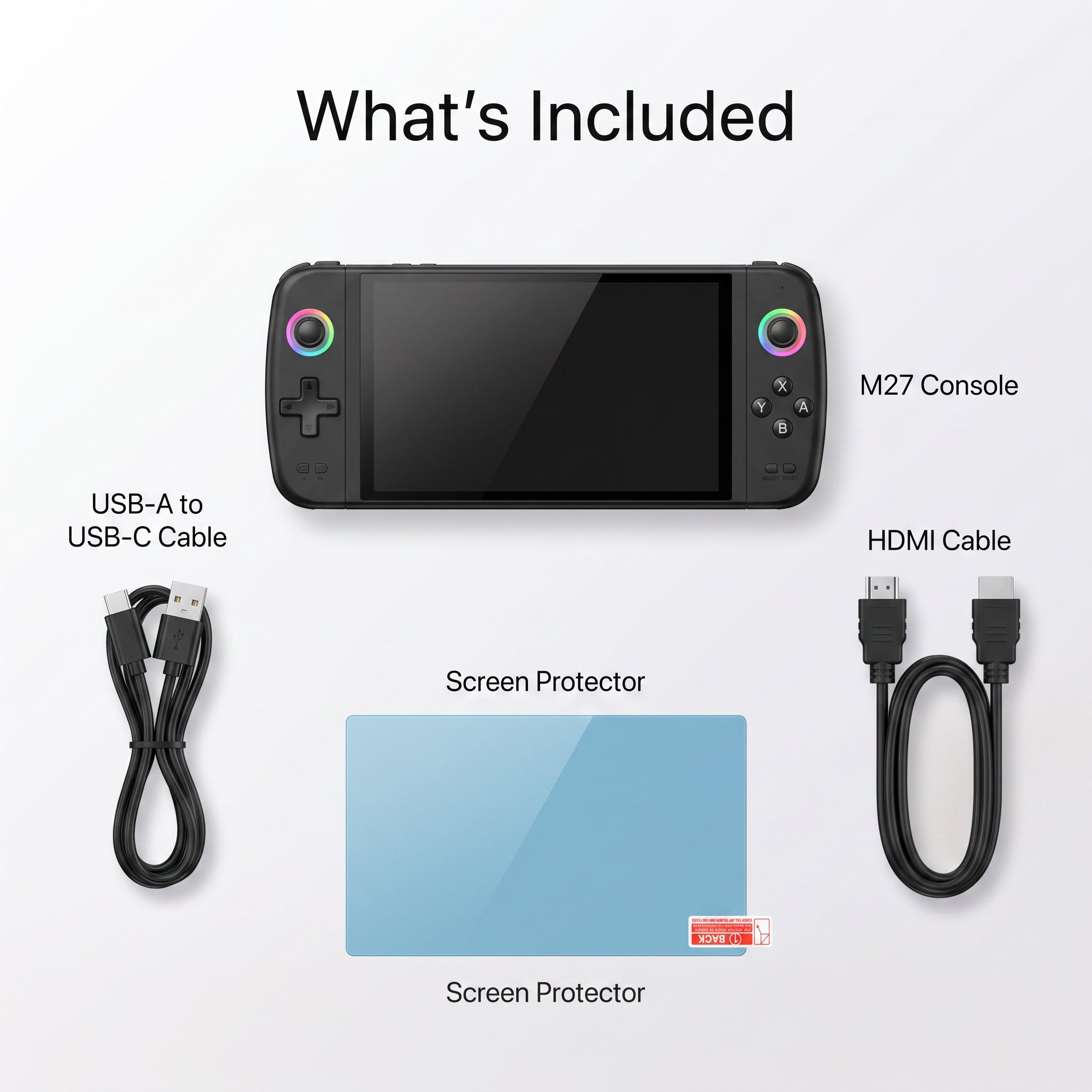 M27 Retro Handheld Game Console – 7-Inch Display with RGB Joysticks