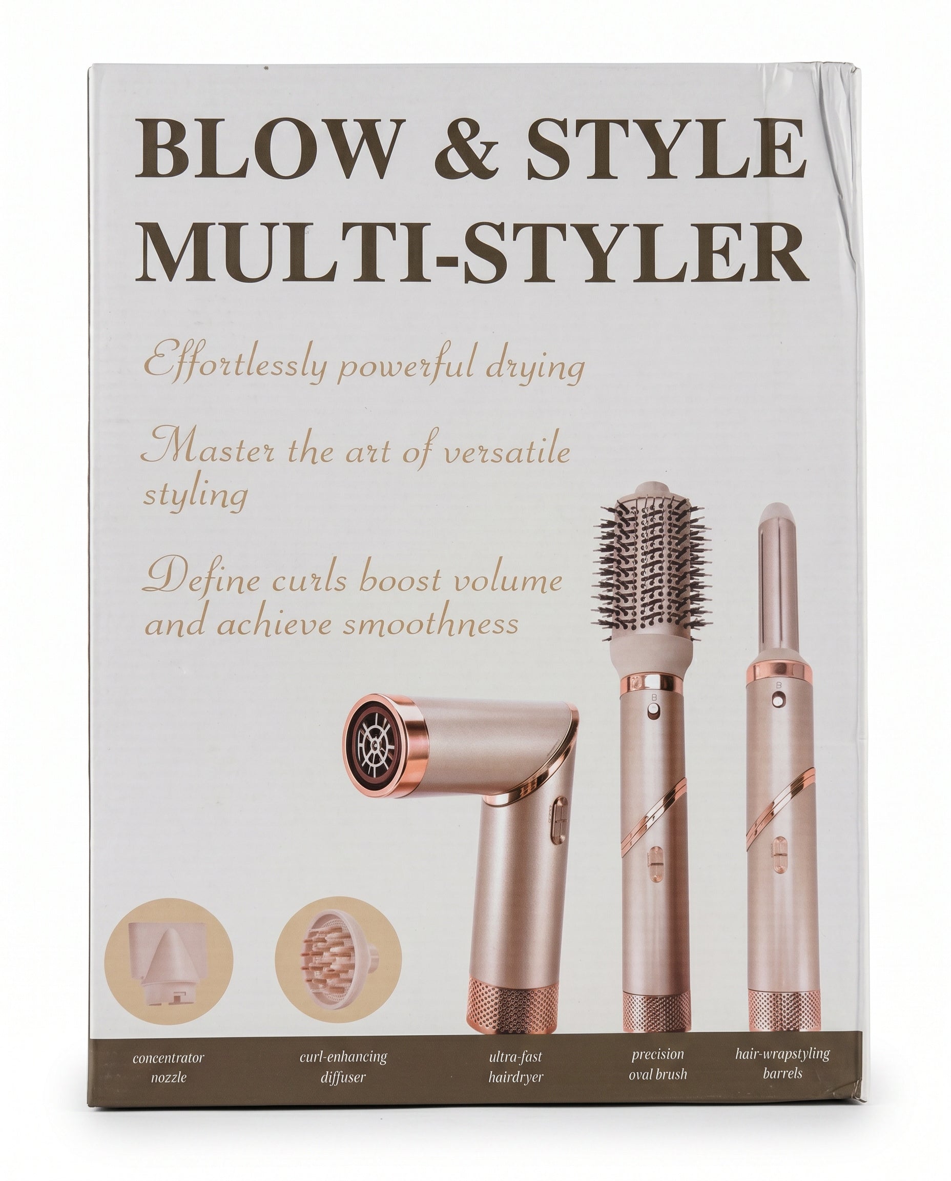 Premium Foldable Hair Dryer & Multi-Styler Set with Curling, Brush, Diffuser and Concentrator Attachments