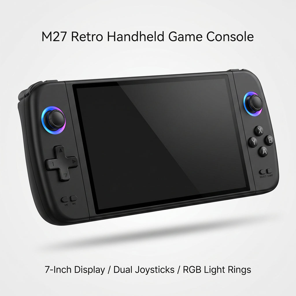 M27 Retro Handheld Game Console – 7-Inch Display with RGB Joysticks