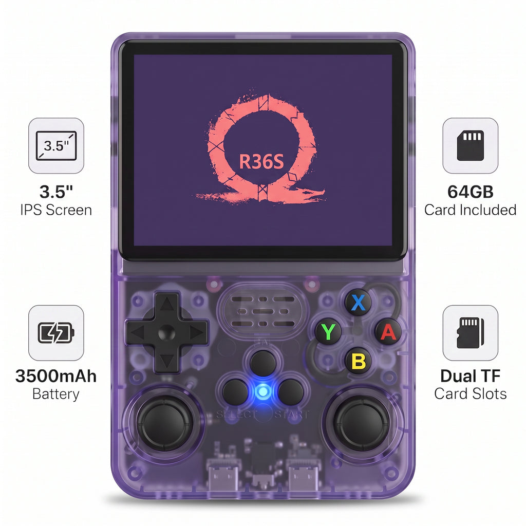 R36S 3.5" IPS Handheld Retro Game Console 20,000+ Games Portable Player